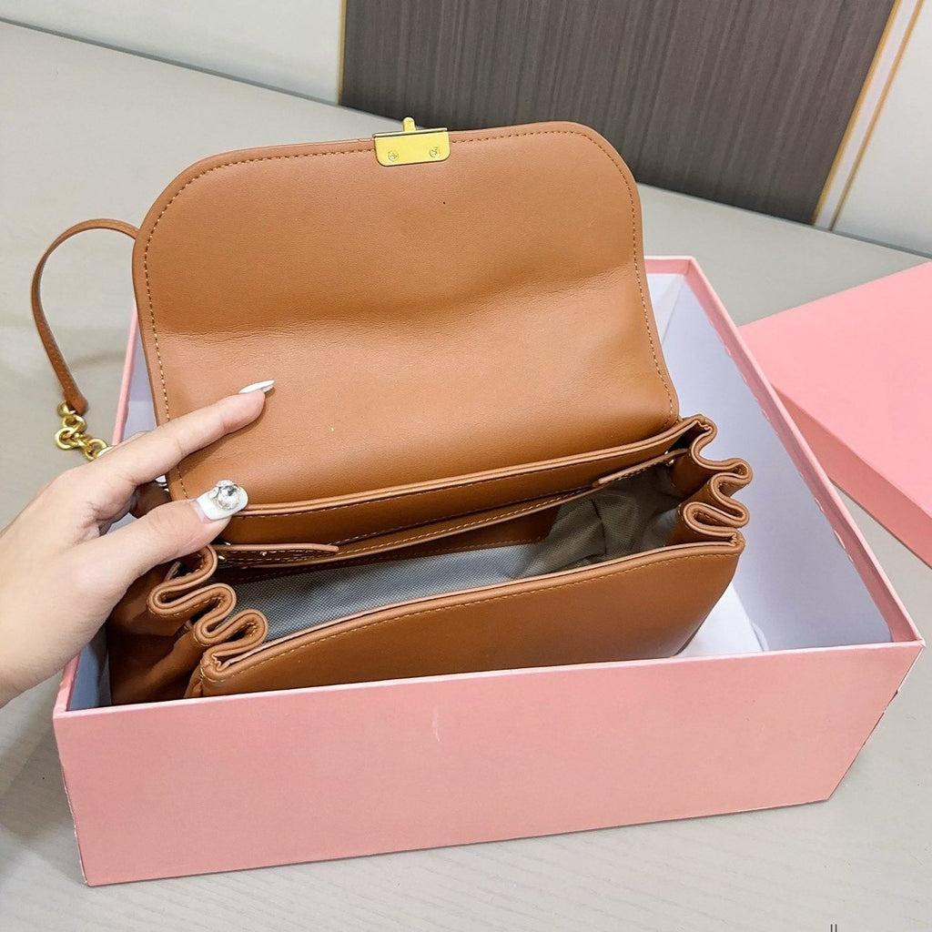 MIU MIU SHOULDER BAG 25 IN BRONZE BROWN CALFSKIN GOLD HARDWARE