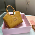 MIU MIU SMALL SHOPPING BAG 22 IN PEANUT BROWN CORDUROY