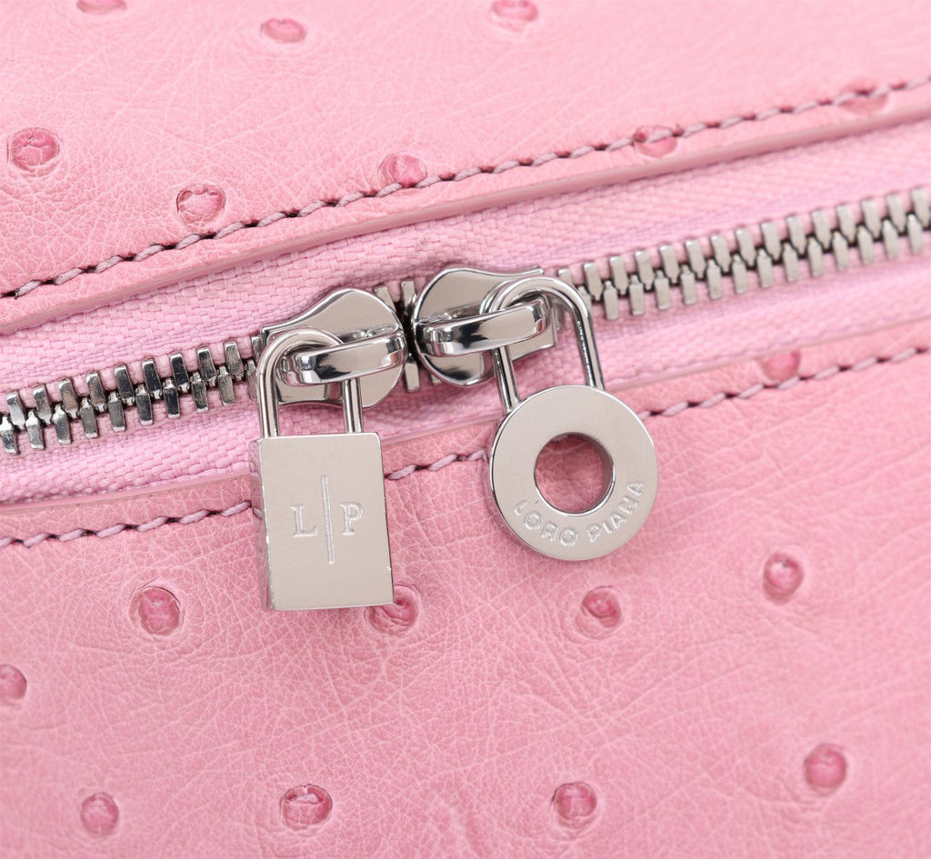 LORO PIANA EXTRA POCKET L19 IN BABY PINK OSTRICH LEATHER