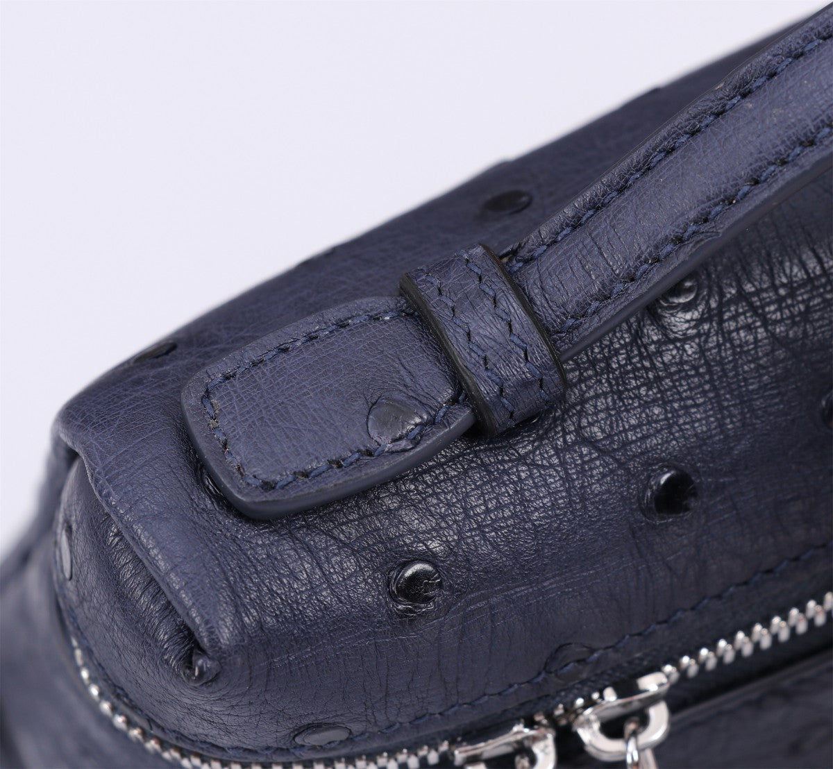 LORO PIANA EXTRA POCKET L19 IN SPACE BLUE OSTRICH LEATHER
