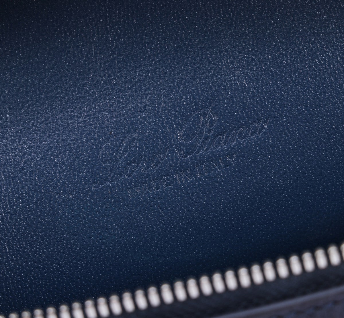 LORO PIANA EXTRA POCKET L19 IN SPACE BLUE OSTRICH LEATHER