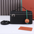 LORO PIANA EXTRA POCKET L19 IN BLACK OSTRICH LEATHER