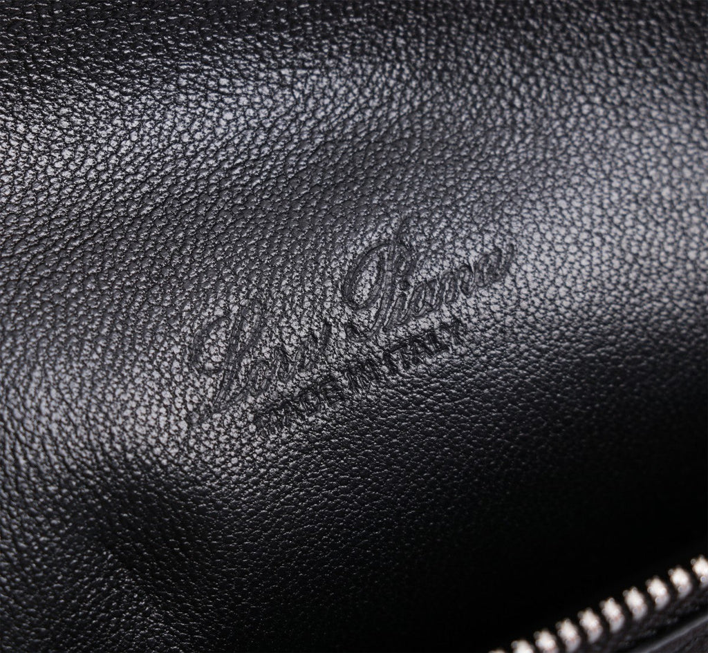 LORO PIANA EXTRA POCKET L19 IN BLACK OSTRICH LEATHER