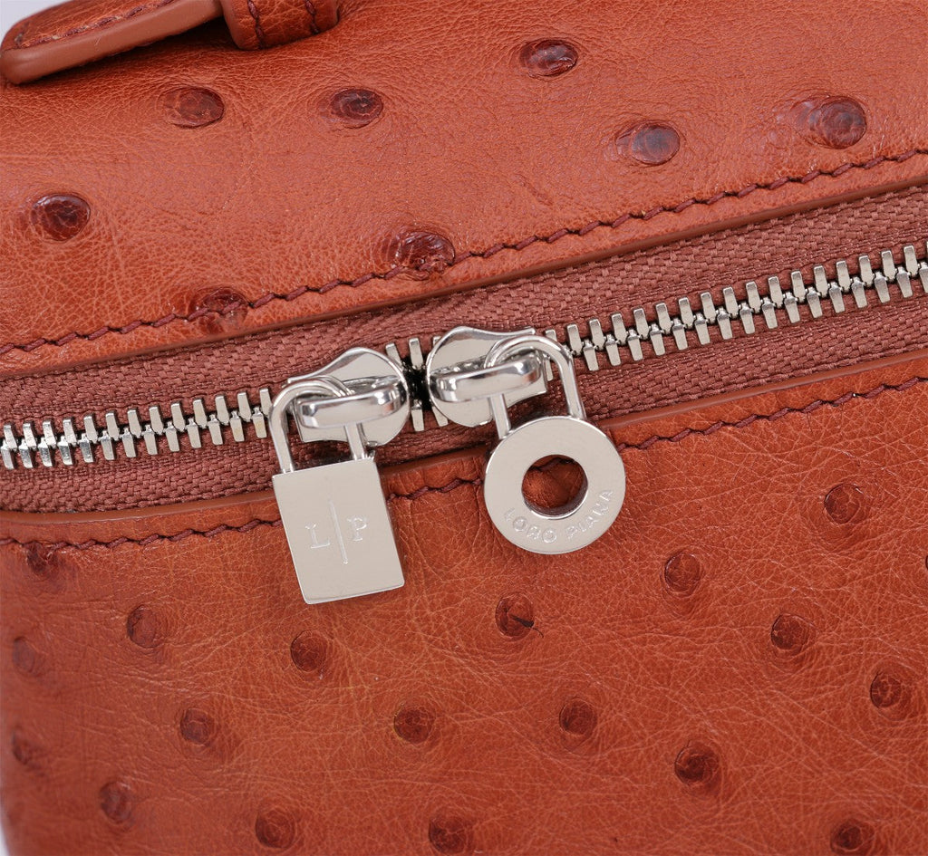 LORO PIANA EXTRA POCKET L19 IN RED BROWN OSTRICH LEATHER