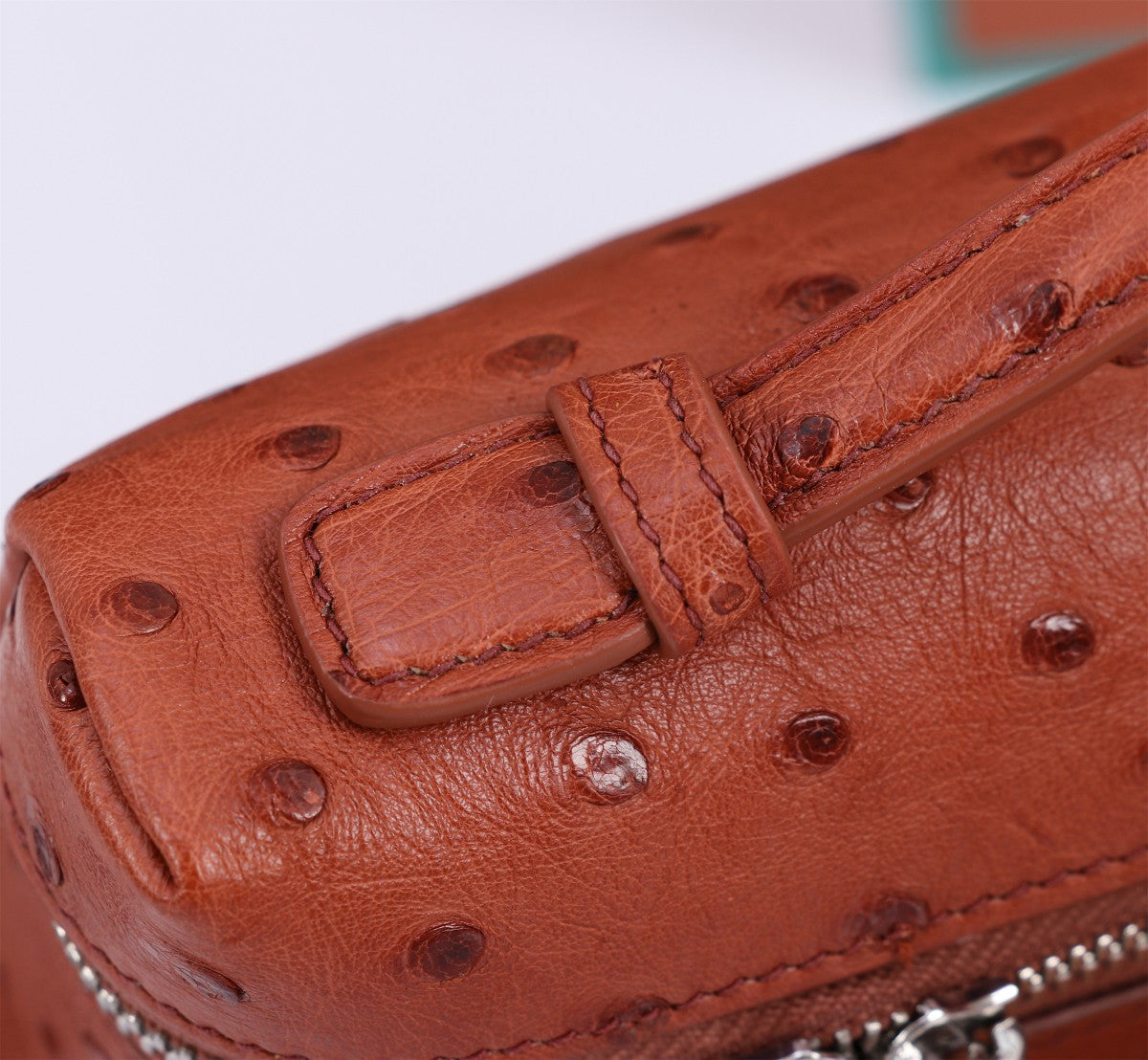 LORO PIANA EXTRA POCKET L19 IN RED BROWN OSTRICH LEATHER