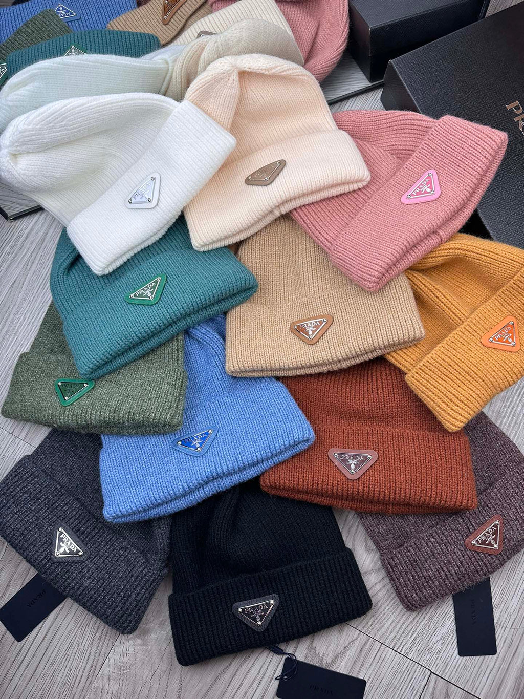 PRADA BEANIE HAT IN DOGGER BLUE WOOL 332396