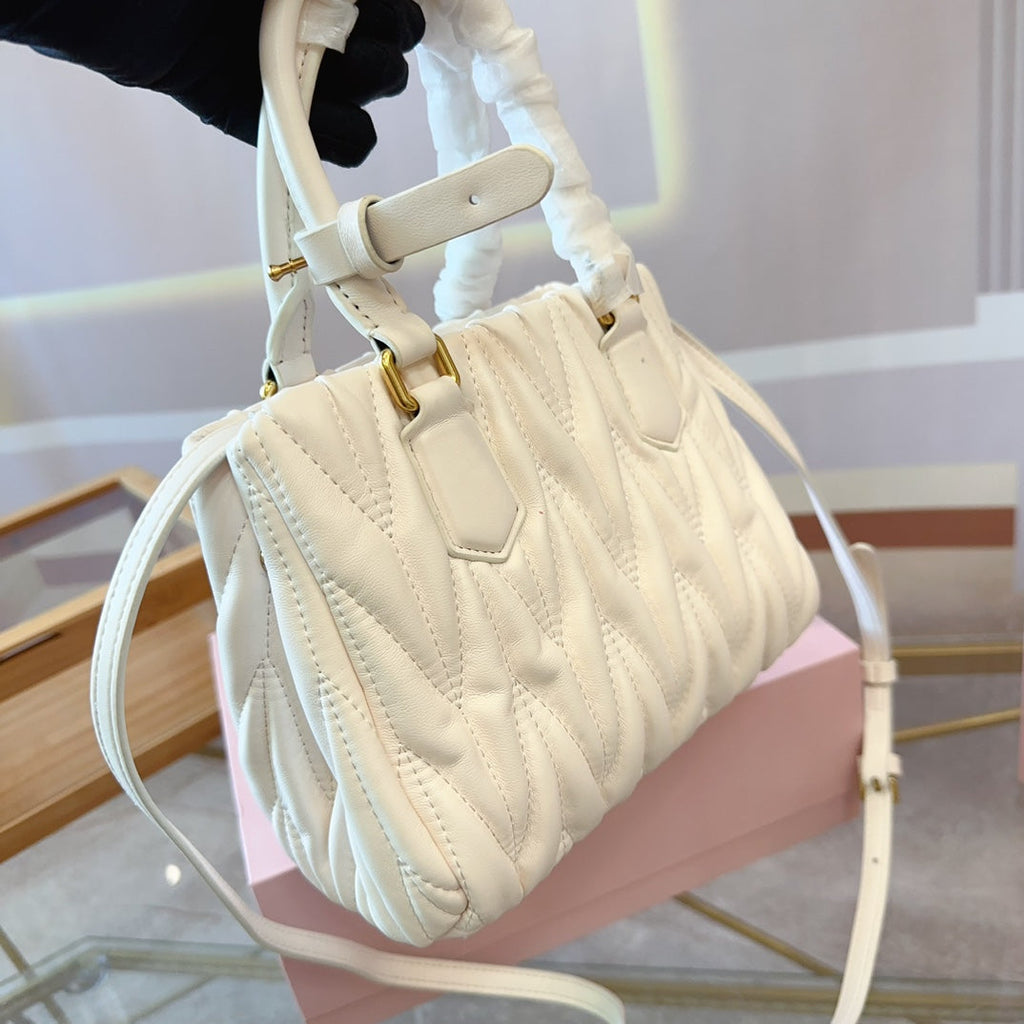 MIU MIU TOTE 20 BAG IN WHITE CALFSKIN