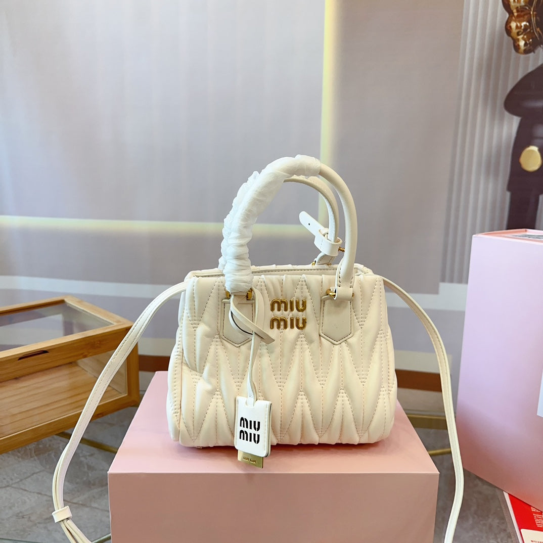 MIU MIU TOTE 20 BAG IN WHITE CALFSKIN