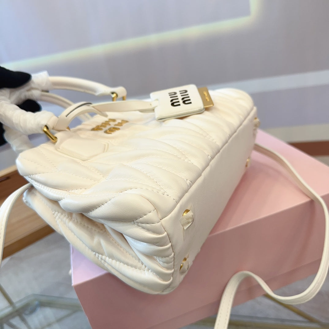 MIU MIU TOTE 20 BAG IN WHITE CALFSKIN