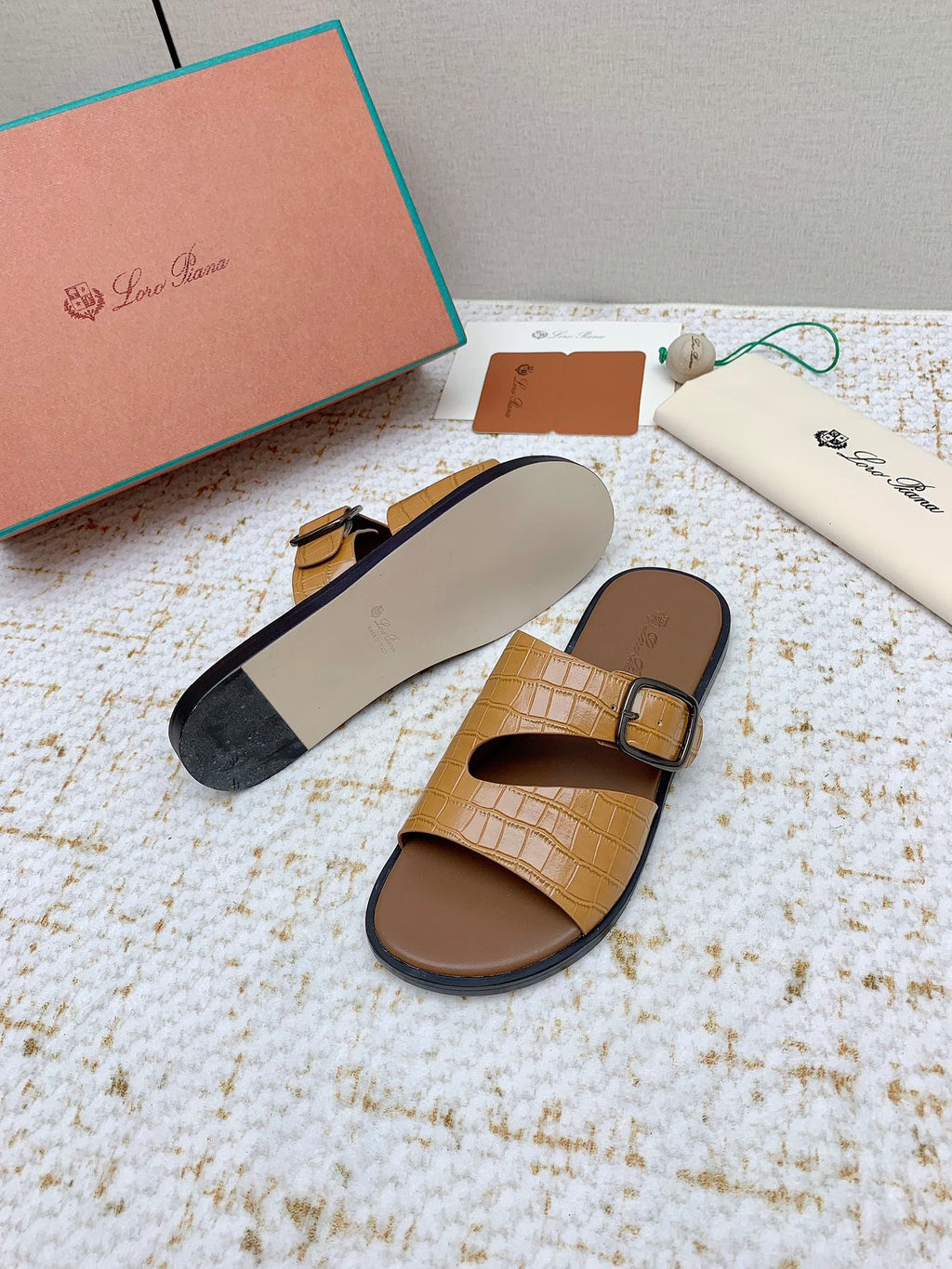 SANDALS IN LIGHT BROWN SNAKE EMBOSSED CALFSKIN