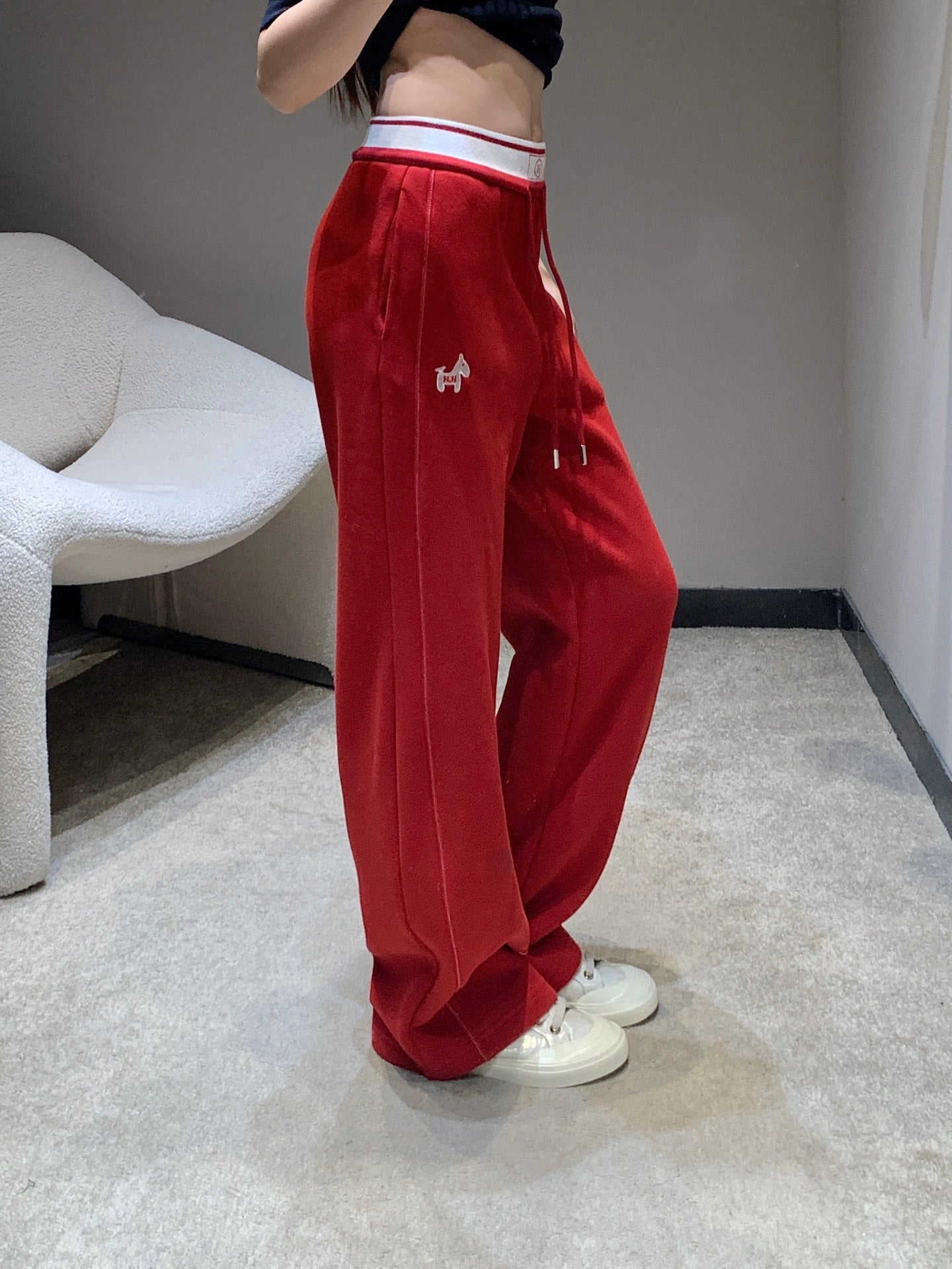 HERMES 25S FLEECE-LINED WIDE-LEG PANTS 441