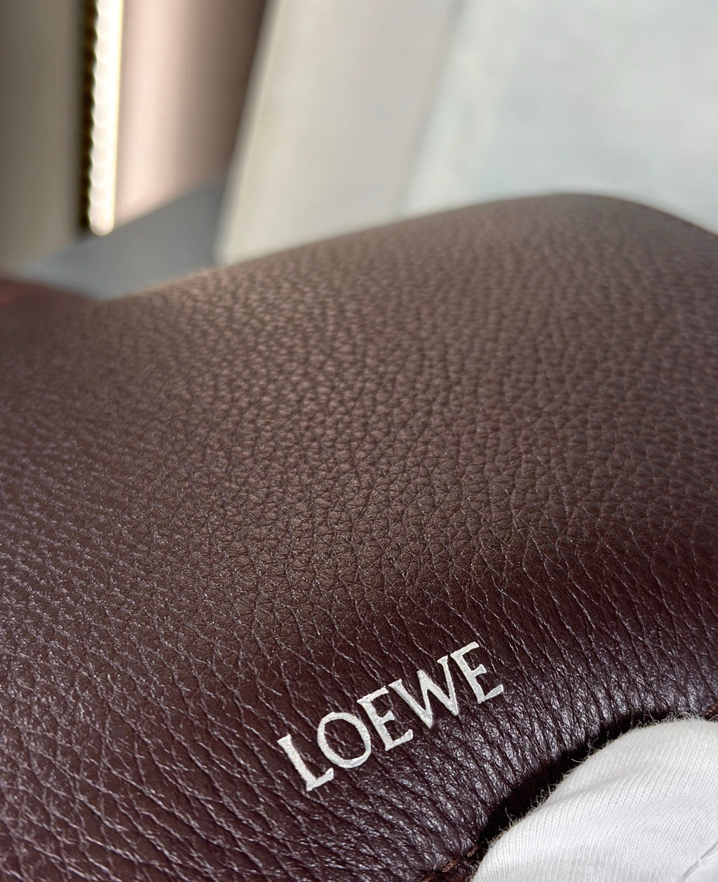 LOEWE MEDIUM 23 PEBBLE MESSENGER BAG IN HICKORY BROWN SUPPLE GRAINED CALFSKIN