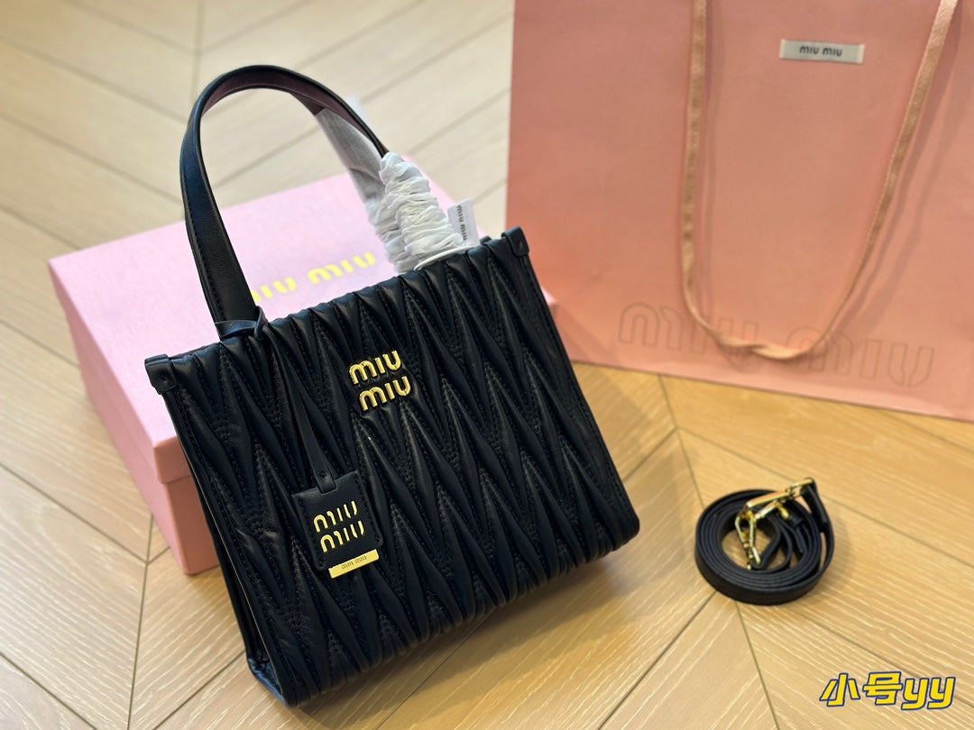 MIU MIU HOBO 24 BAG IN BLACK LAMBSKIN