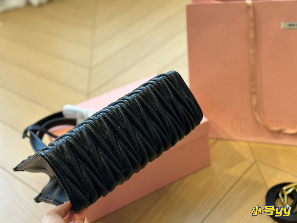 MIU MIU HOBO 24 BAG IN BLACK LAMBSKIN