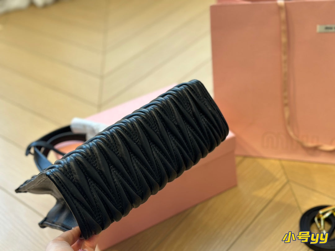 MIU MIU HOBO 24 BAG IN BLACK LAMBSKIN