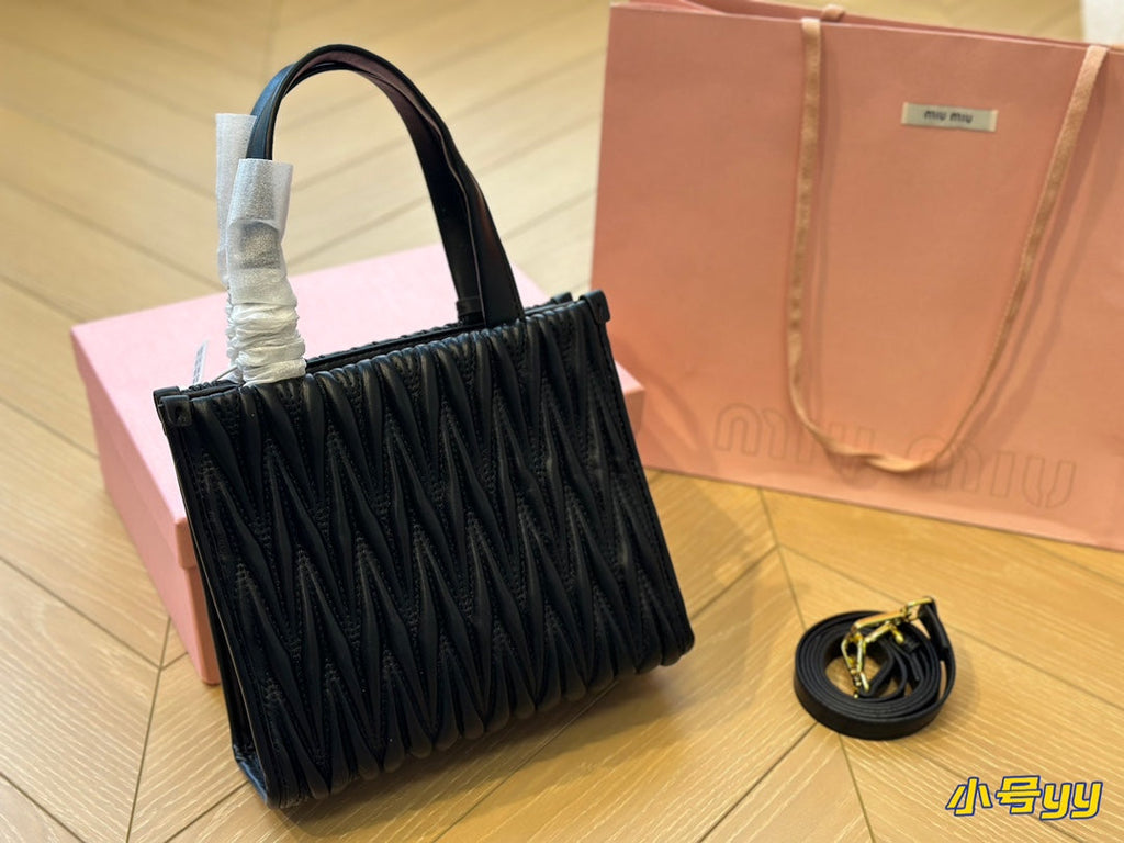 MIU MIU HOBO 24 BAG IN BLACK LAMBSKIN