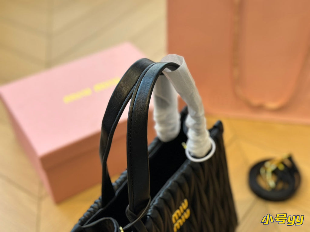 MIU MIU HOBO 24 BAG IN BLACK LAMBSKIN