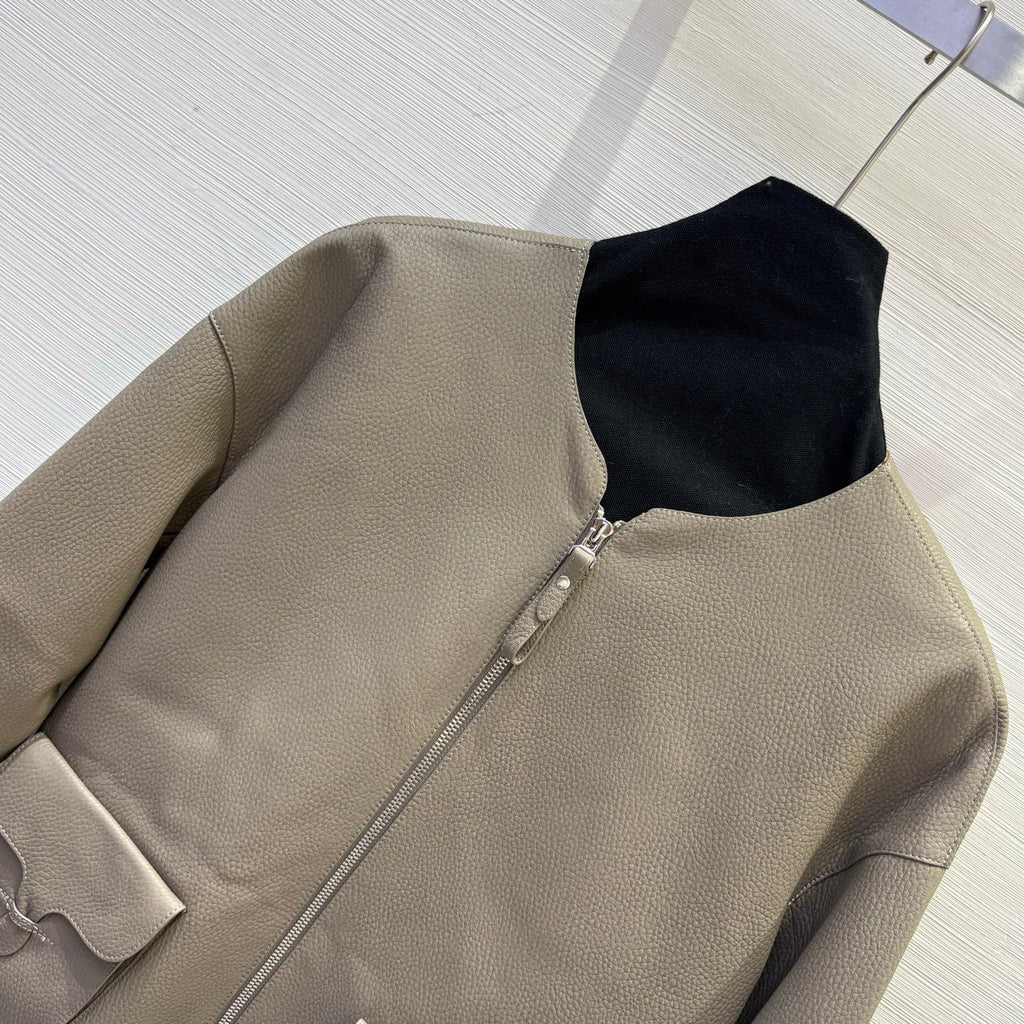HERMES 25S SHORT LEATHER JACKET 059