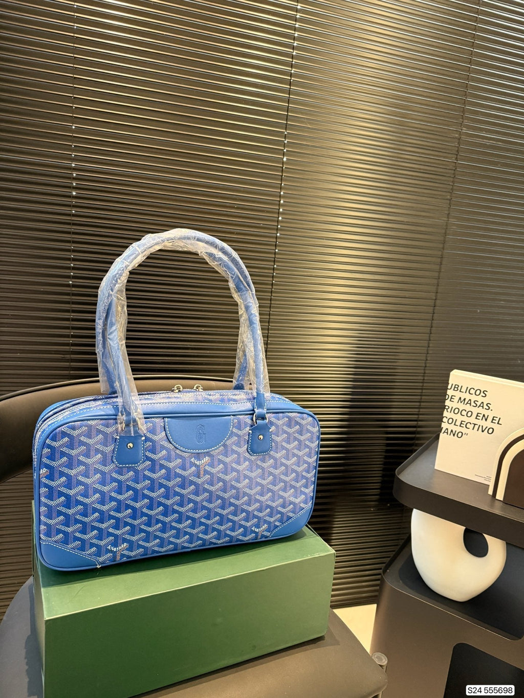 GOYARD SAINT MARTIN BAG 35 IN BLUE GOYARDINE CANVAS AND CALFSKIN