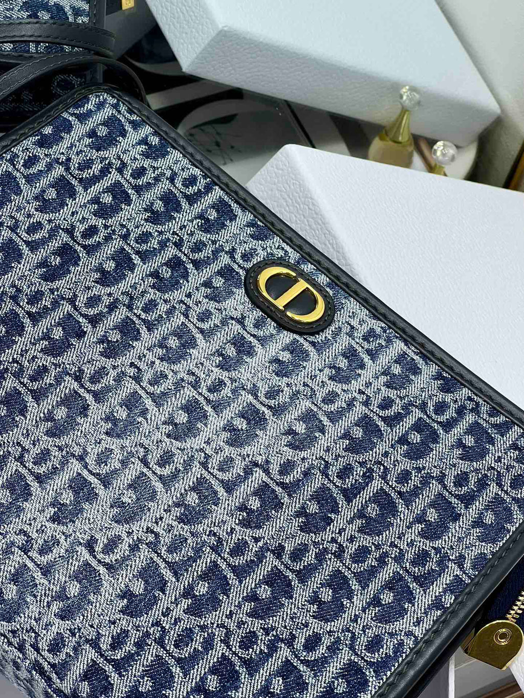 DIOR BOOK TOTE 26 IN BLUE MONOGRAM OBLIQUE JACQUARD
