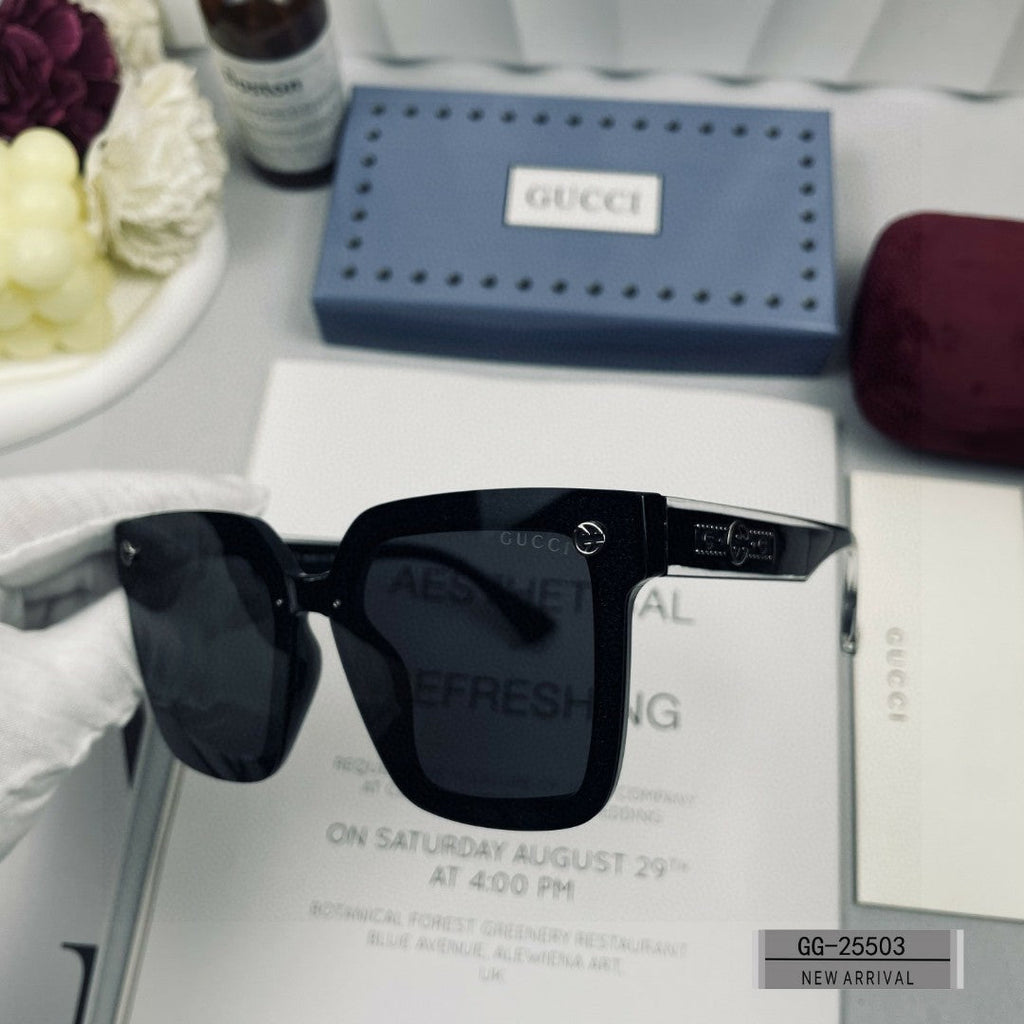 EMBOSSED LOGO SQUARE FRAME SUNGLASSES 25503 IN ACETATE