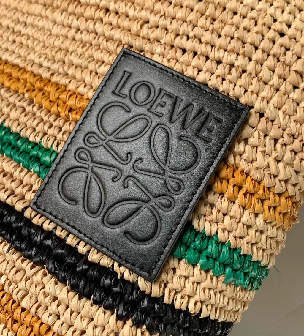 LOEWE LOE 30 SLIT BAG IN COLORFUL RAFFIA AND CALFSKIN
