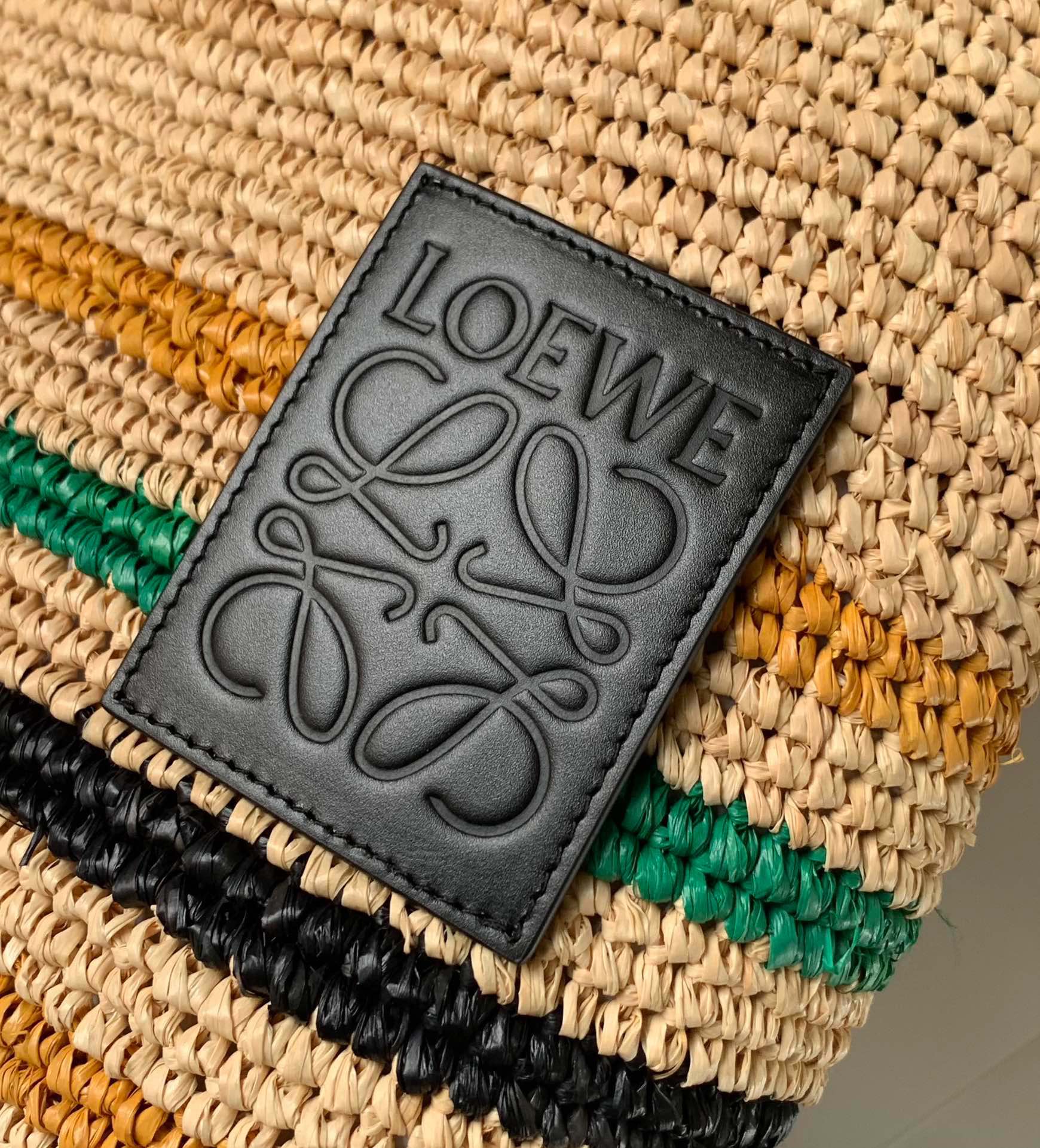 LOEWE LOE 30 SLIT BAG IN COLORFUL RAFFIA AND CALFSKIN