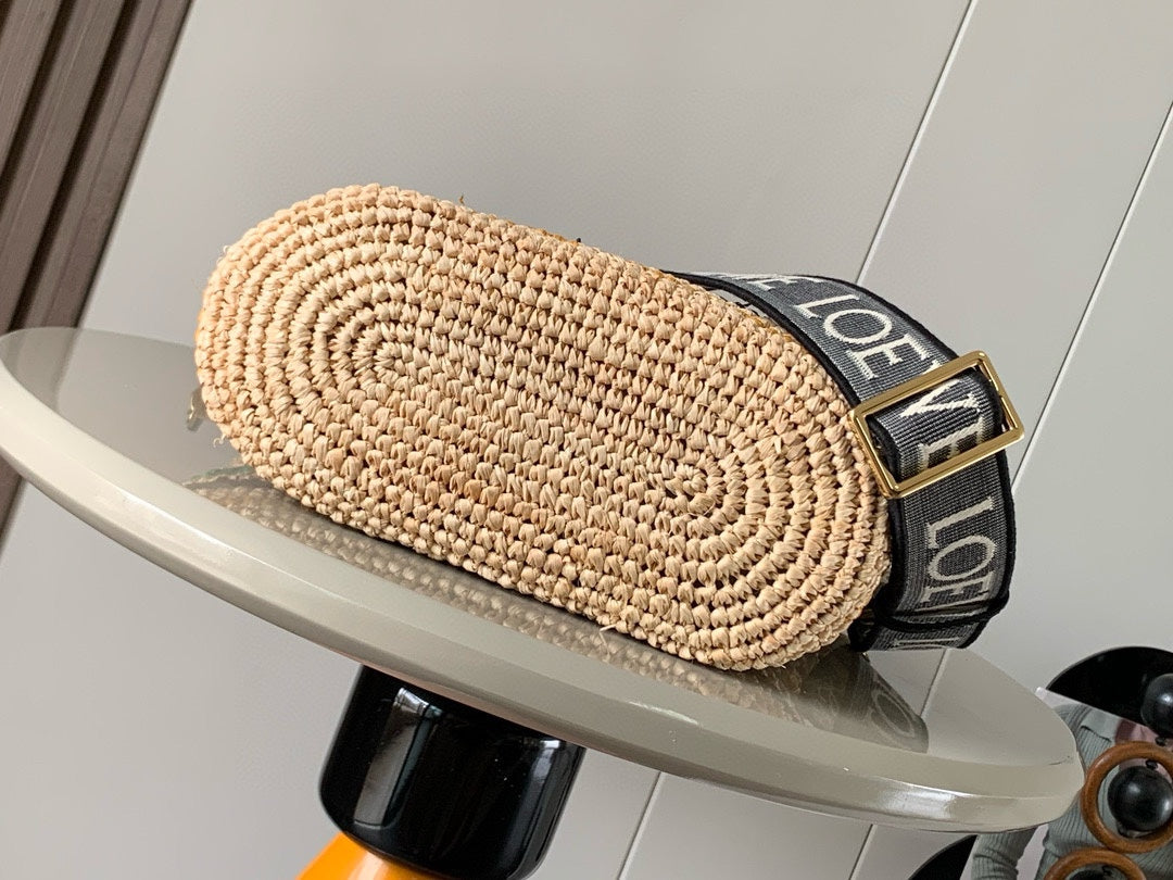 LOEWE LOE 30 SLIT BAG IN COLORFUL RAFFIA AND CALFSKIN