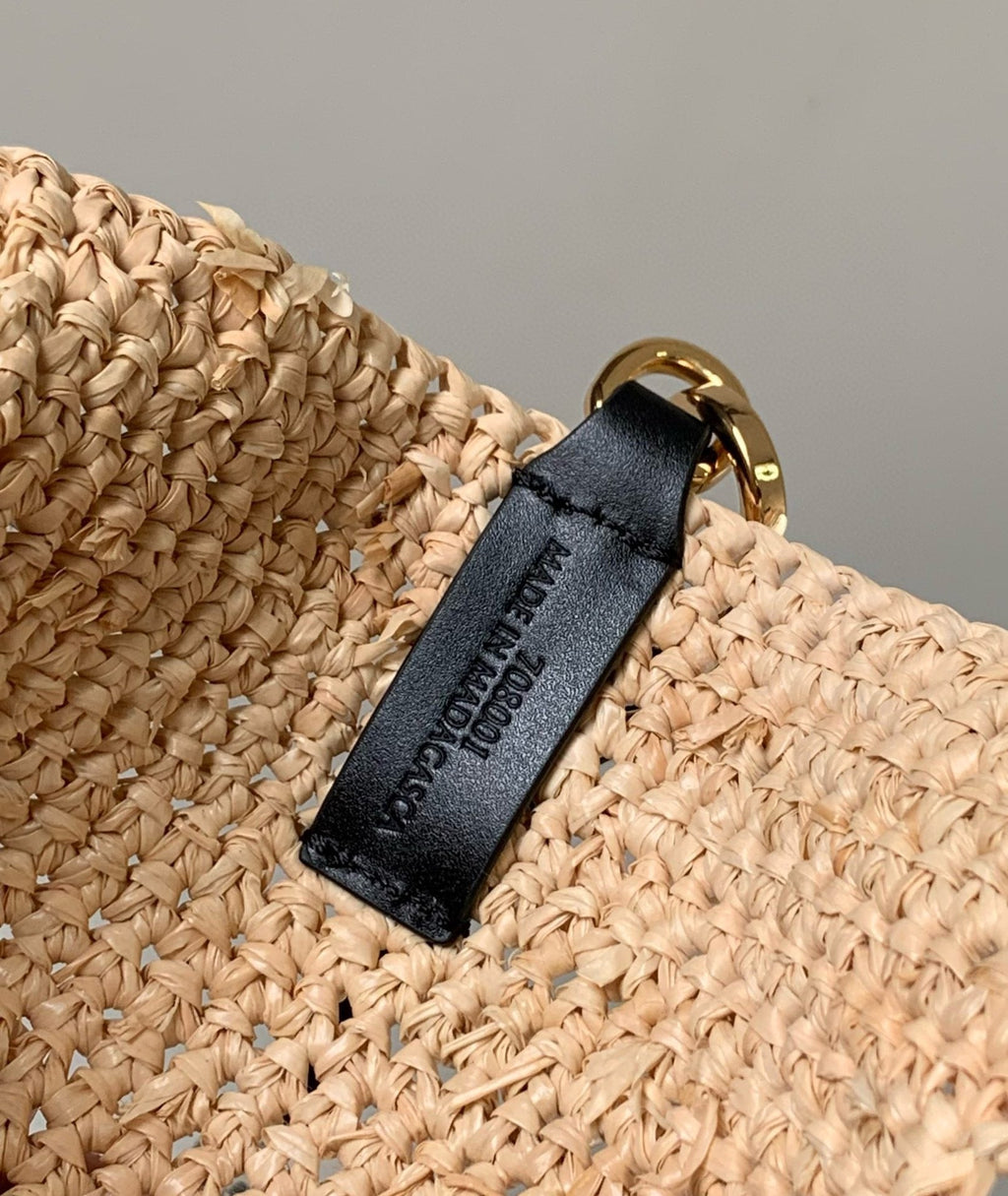LOEWE LOE 30 SLIT BAG IN COLORFUL RAFFIA AND CALFSKIN