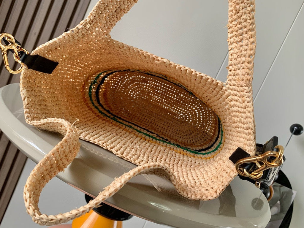 LOEWE LOE 30 SLIT BAG IN COLORFUL RAFFIA AND CALFSKIN