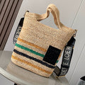 LOEWE LOE 30 SLIT BAG IN COLORFUL RAFFIA AND CALFSKIN