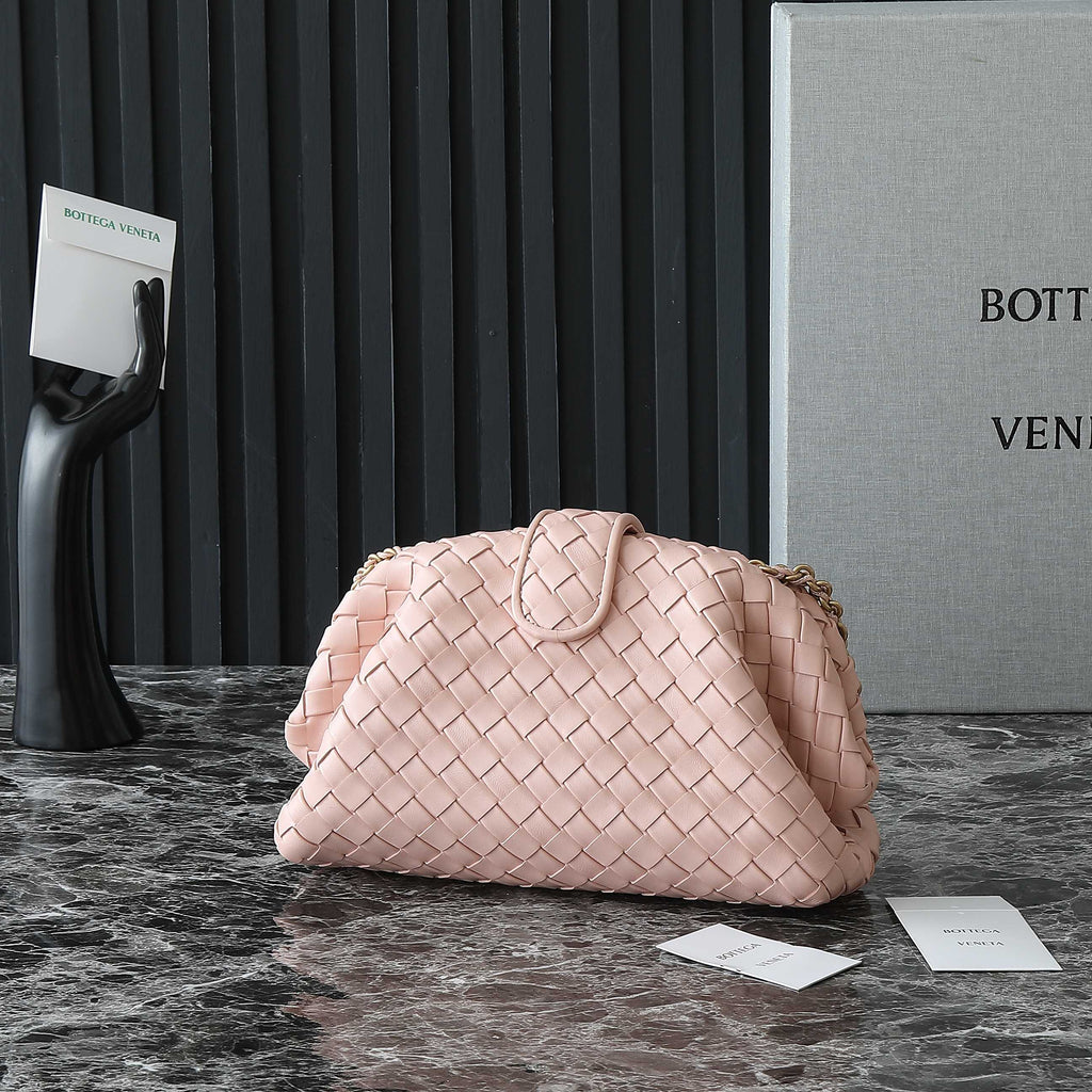 BOTTEGA VENETA LAUREN 1980 BAG 31 IN MELON PINK LAMBSKIN GOLD STRAP