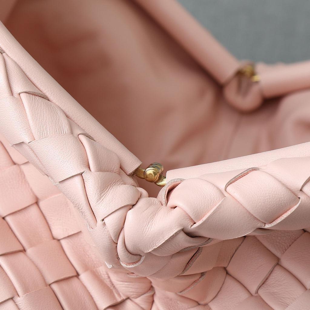 BOTTEGA VENETA LAUREN 1980 BAG 31 IN MELON PINK LAMBSKIN GOLD STRAP