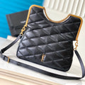 SAINT LAURENT 26 BLACK SHEEPSKIN WITH GOLD BUCKLE BAG