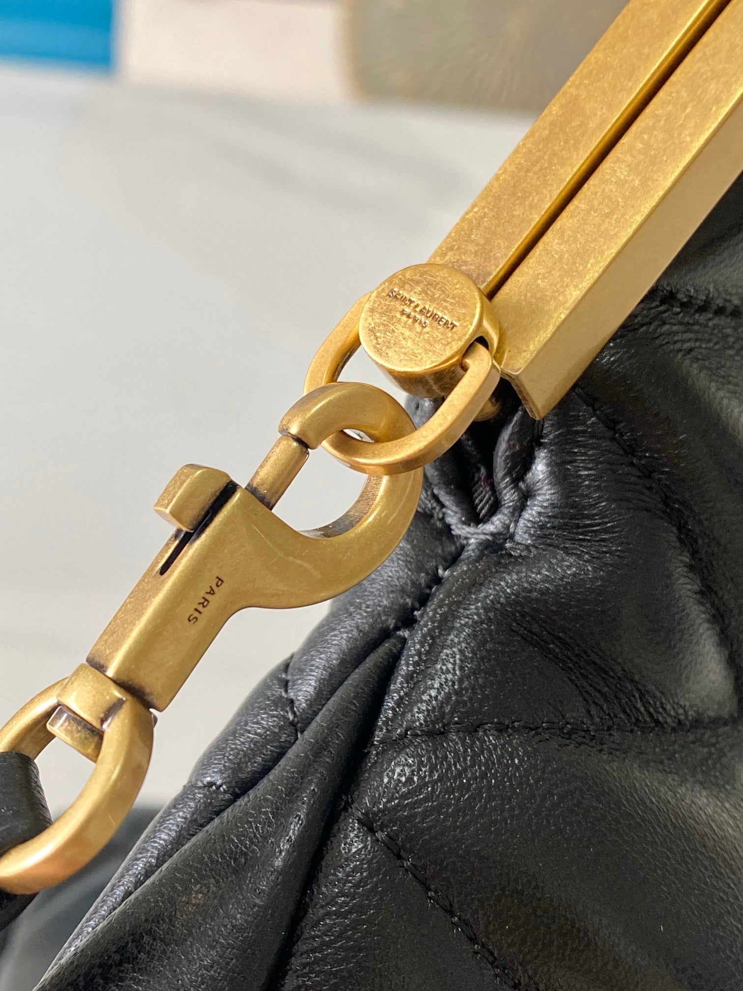 SAINT LAURENT 26 BLACK SHEEPSKIN WITH GOLD BUCKLE BAG