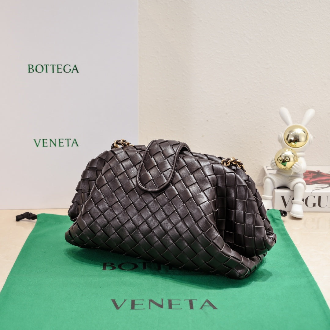 BOTTEGA VENETA Teen Lauren 1980 With Chain 31.5 Chocolate Leather Ghw