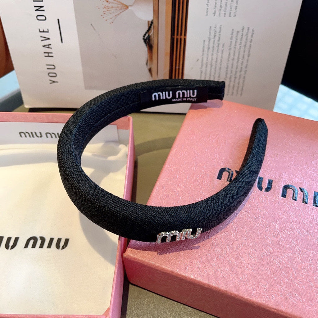 THICK HAIR BAND IN BLACK RAW FABRIC 423578
