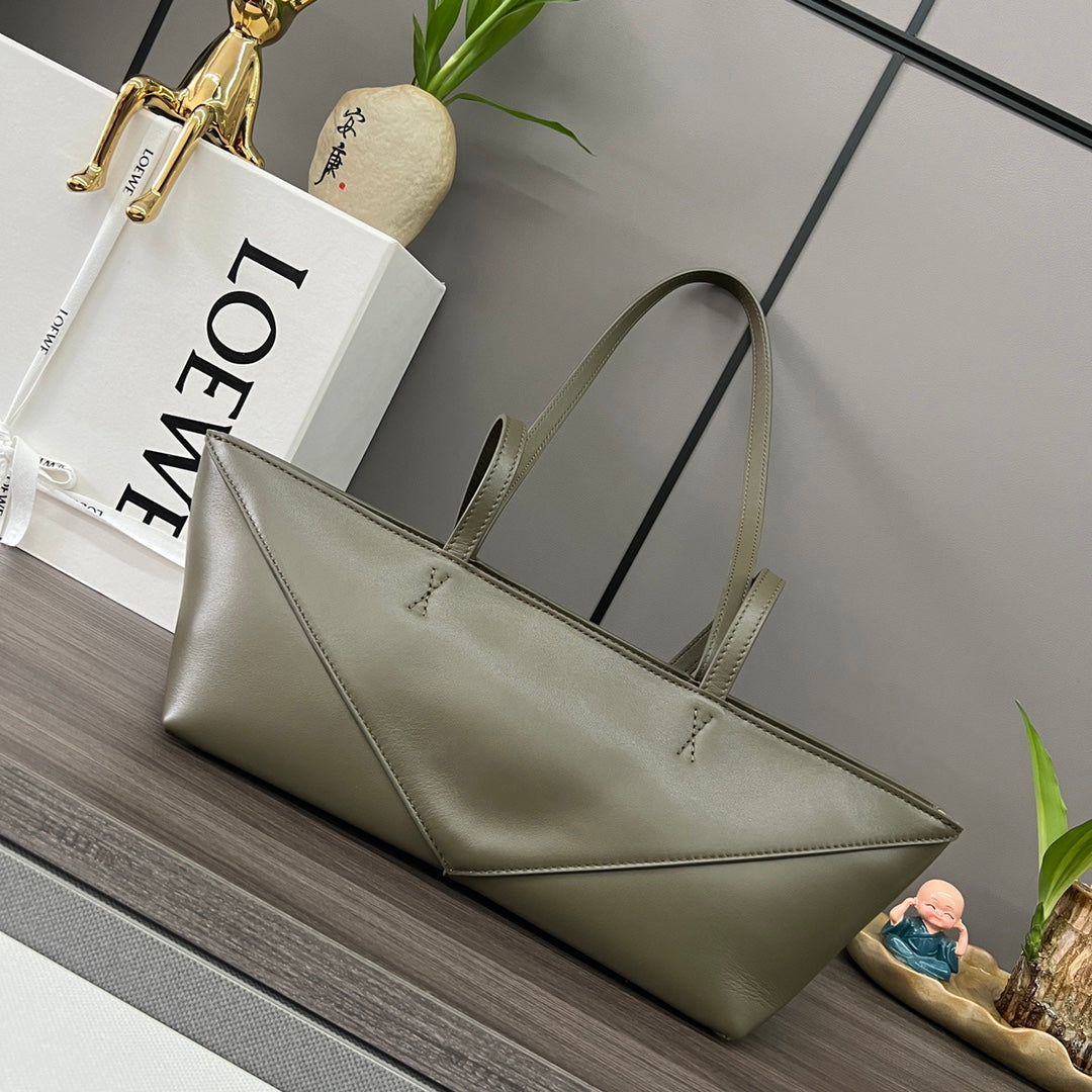 LOEWE PUZZLE FOLD CROPPED 39 BAG IN SAND BEIGE SOLF GRAINED CALFSKIN