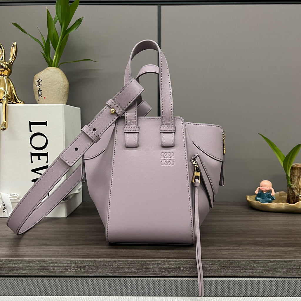 LOEWE LOE MINI 20 HAMMOCK BAG IN DUSTY PINK CALFSKIN