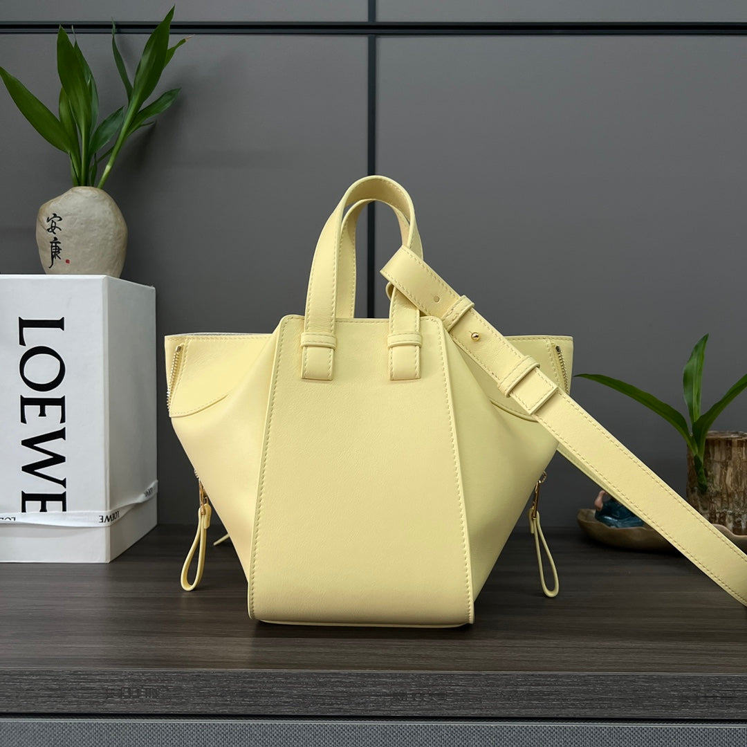 LOEWE LOE MINI 20 HAMMOCK BAG IN LIGHT YELLOW CALFSKIN