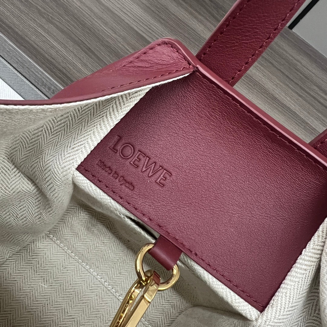 LOEWE LOE 20 HAMMOCK COMPACT BAG IN BURGUNDY RED CALFSKIN