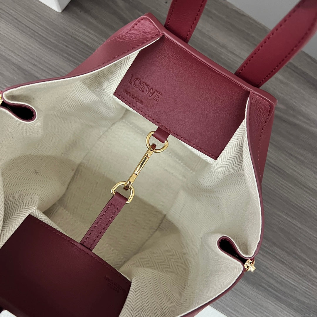 LOEWE LOE 20 HAMMOCK COMPACT BAG IN BURGUNDY RED CALFSKIN