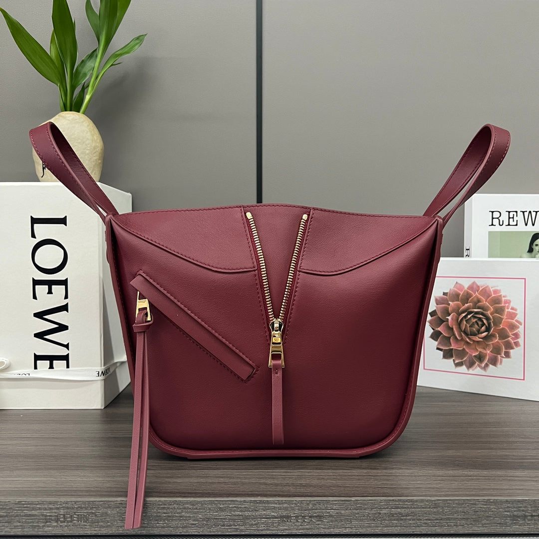 LOEWE LOE 20 HAMMOCK COMPACT BAG IN BURGUNDY RED CALFSKIN