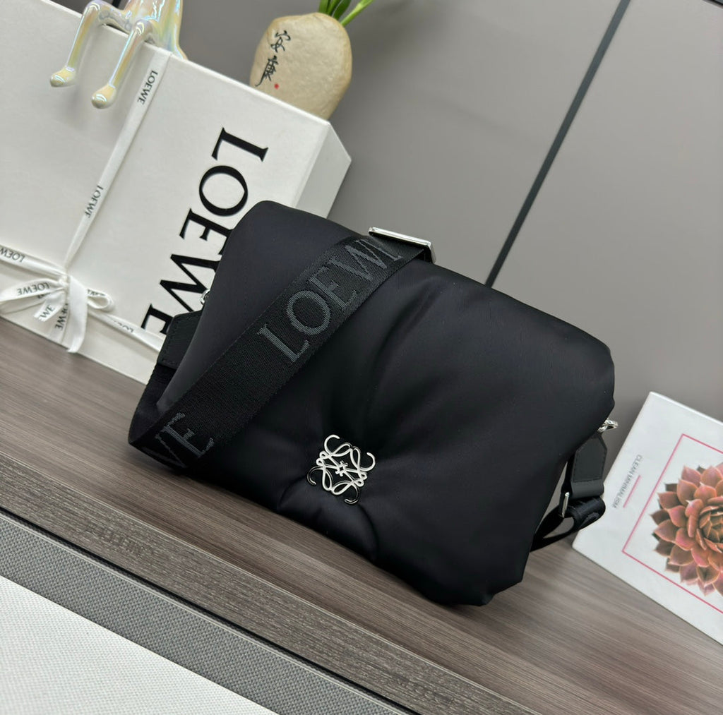 LOEWE LOE MINI PUFFER GOYA 23 BAG IN BLACK NAPPA LAMBSKIN