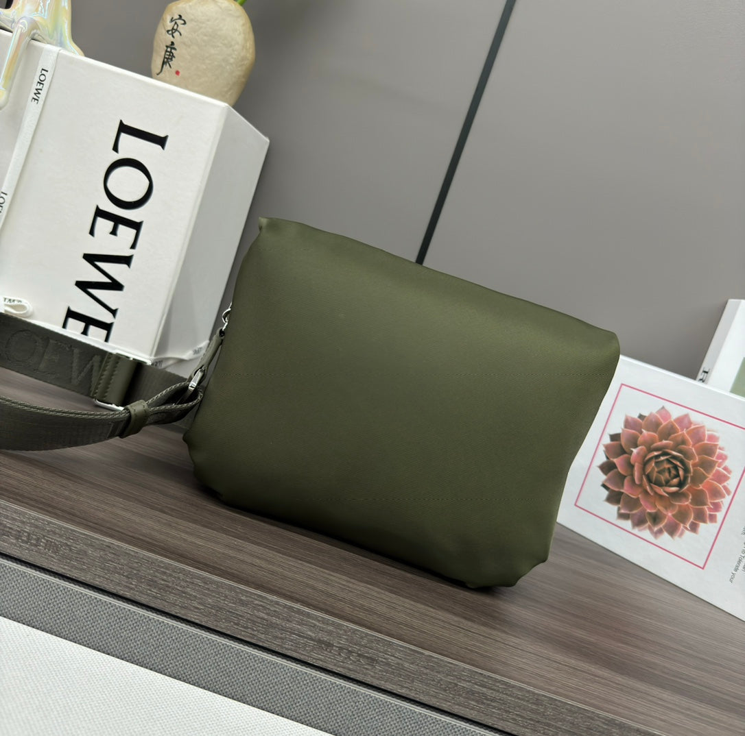 LOEWE LOE MINI PUFFER GOYA 23 BAG IN ARMY GREEN NAPPA LAMBSKIN
