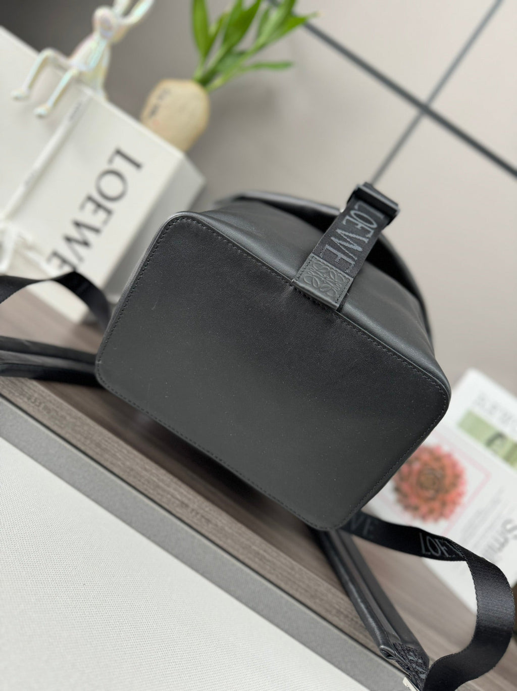 LOEWE LOE 41 SMALL CONVERTIBLE BACKPACK IN BLACK CLASSIC CALFSKIN