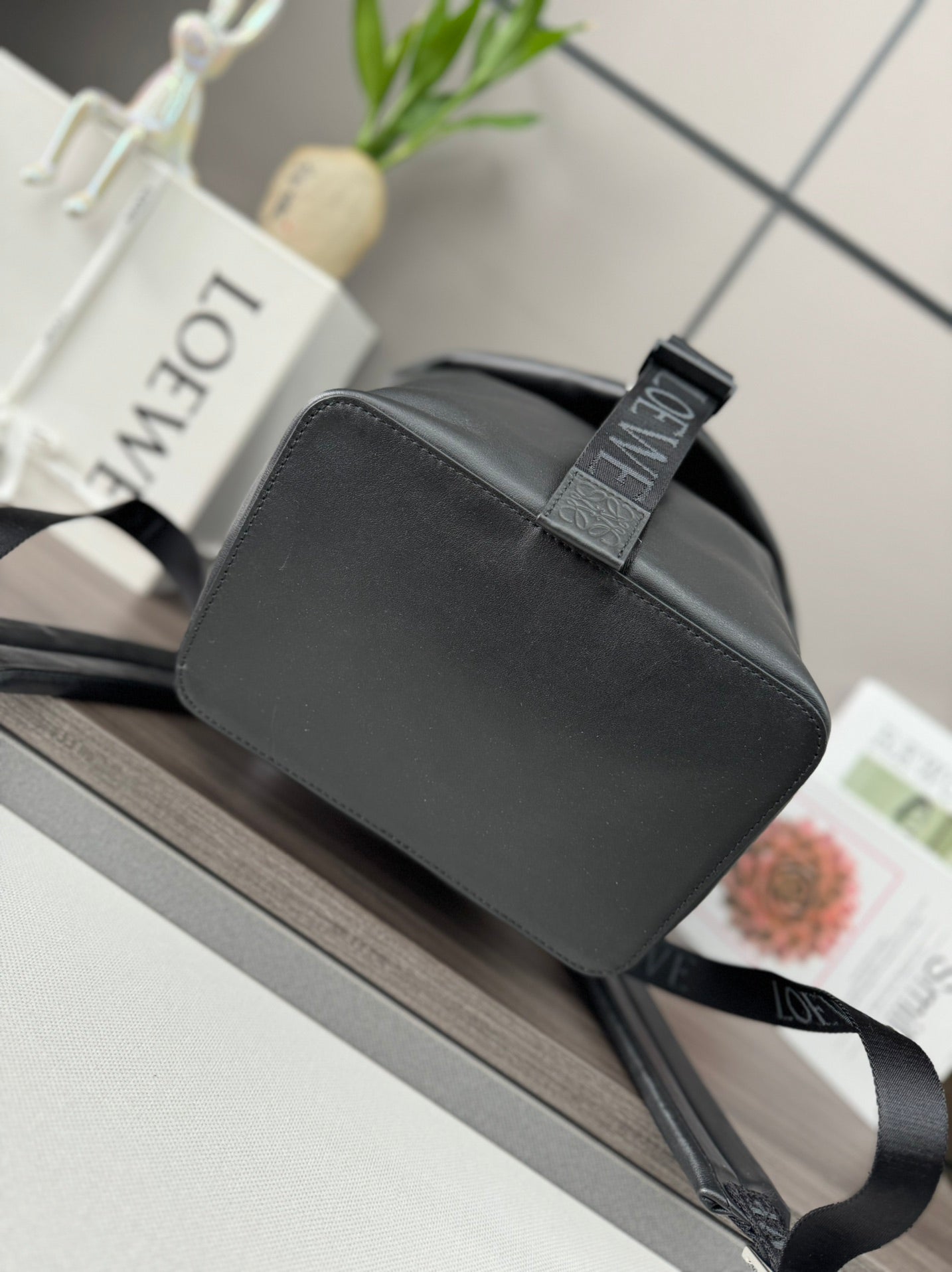 LOEWE LOE 41 SMALL CONVERTIBLE BACKPACK IN BLACK CLASSIC CALFSKIN