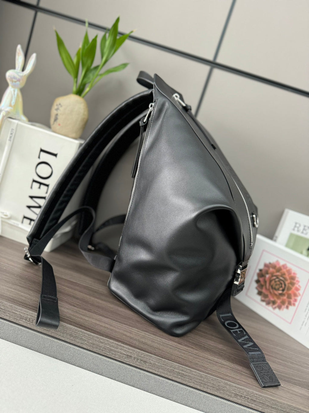 LOEWE LOE 41 SMALL CONVERTIBLE BACKPACK IN BLACK CLASSIC CALFSKIN