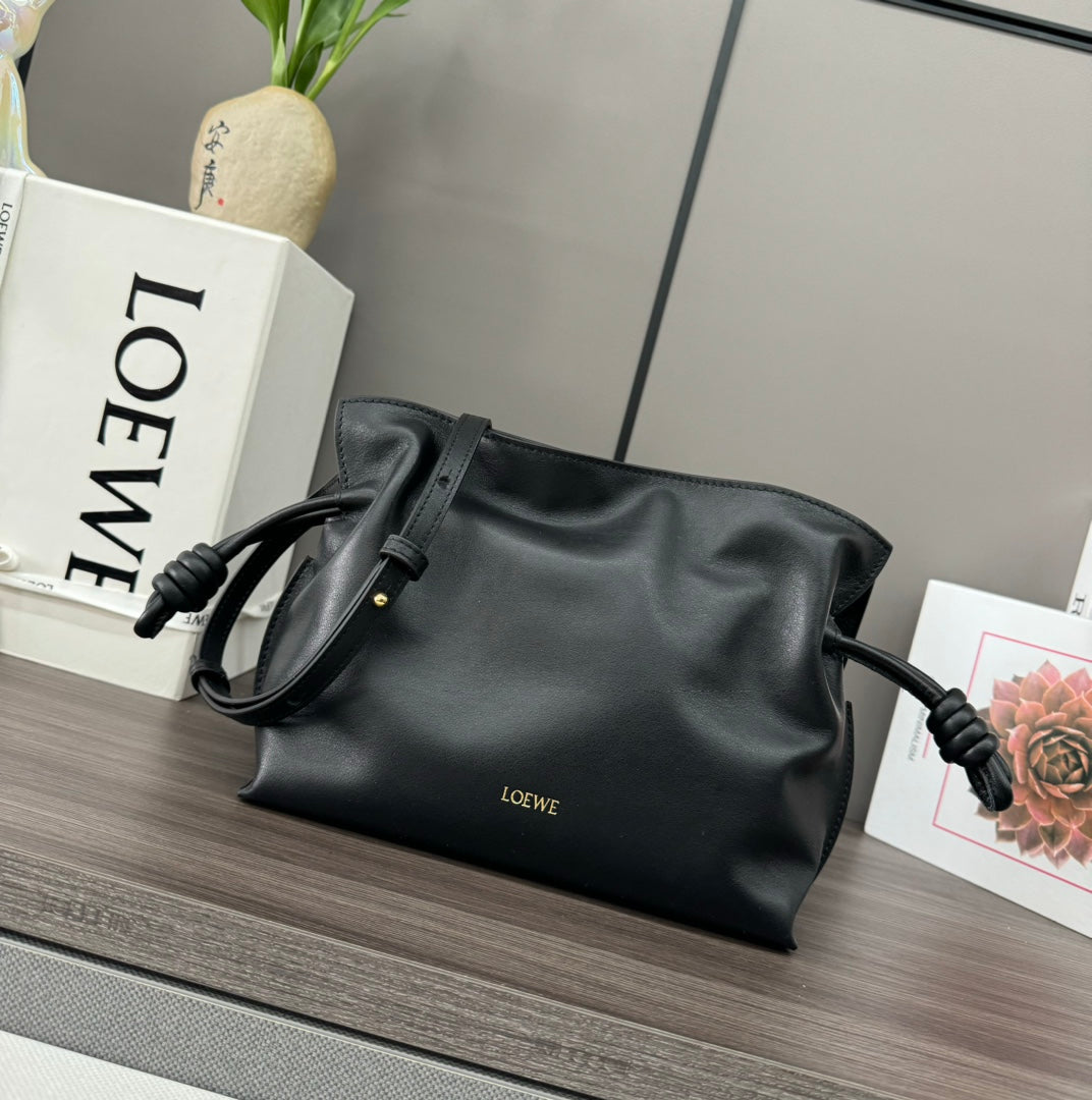 LOEWE LOE 23 MINI FLAMENCO PURSE BAG IN BLACK NAPPA LAMBSKIN