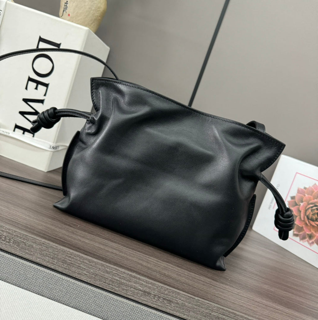 LOEWE LOE 23 MINI FLAMENCO PURSE BAG IN BLACK NAPPA LAMBSKIN